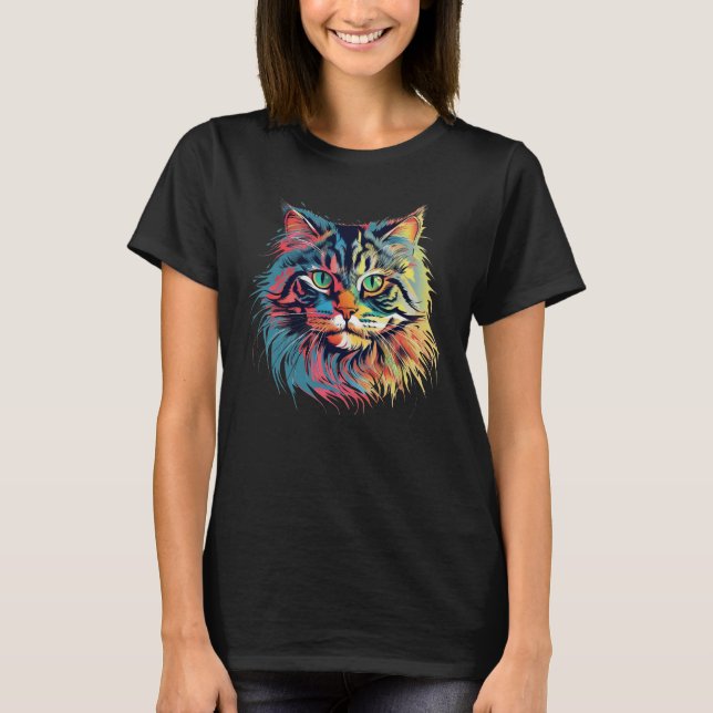 Camiseta Colorido gato siberiano (Anverso)
