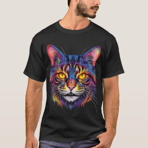 Camiseta Colorido Glitch Cheshire Cat Grin Art.