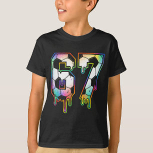 Camiseta Colorido Goteo 67 Número Varsity Fútbol Mediotono