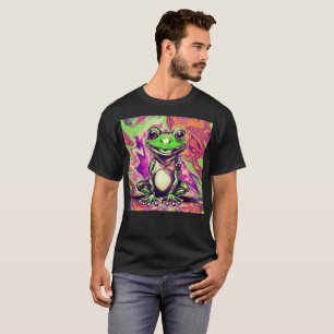 Camiseta Colorido Grafiti Psicodélico Rana Verde Púrpura
