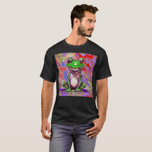 Camiseta Colorido Grafiti Psicodélico Rana Verde Rojo
