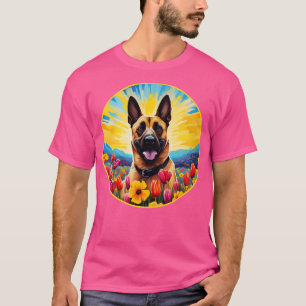 Camiseta Colorido grupo belga de flores de montaña malinois