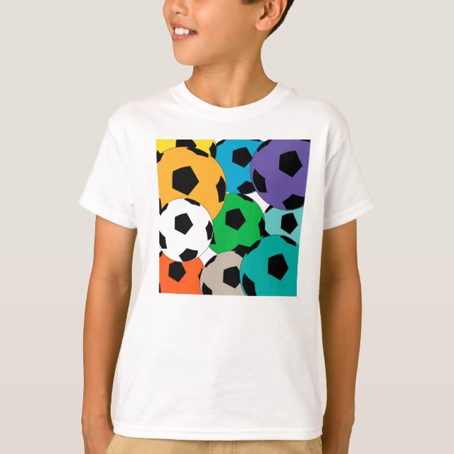 Camiseta Colorido grupo de balones de fútbol (Anverso)