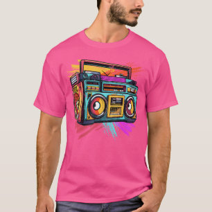 Camiseta Colorido Hip Hop Radio Música Ghetto Blaster Hi