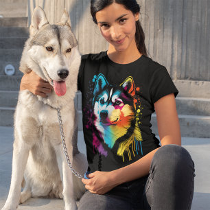Camiseta Colorido Husky Perro Siberiano