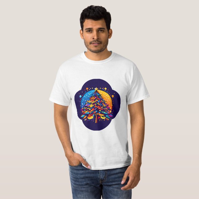 Camiseta Colorido Ilustracion de árbol de Navidad (Anverso completo)