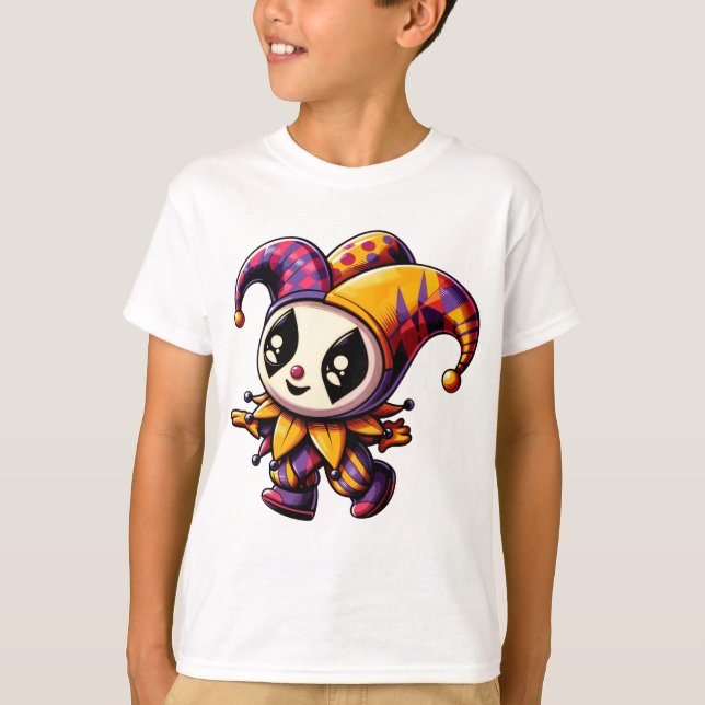 Camiseta "Colorido Ilustracion de caracteres Jester" (Anverso)