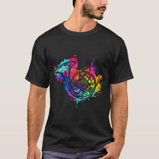 Camiseta Colorido instrumento del Cuerno de Músico Francés