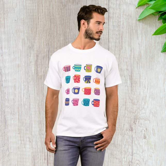 Camiseta Colorido juego de tazas de café con motivos de div (Subido por el creador)