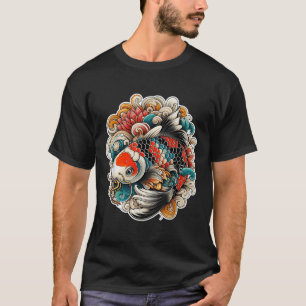 Camiseta Colorido Koi Fish Tattoo Diseño Arte Japonés Nish