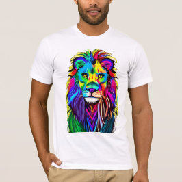 Camiseta Colorido León Enfrenta Mística Fantasía Arte