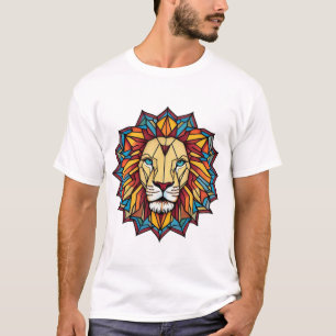Camiseta "Colorido León Mandala: Diseño de Arte Geométrico"