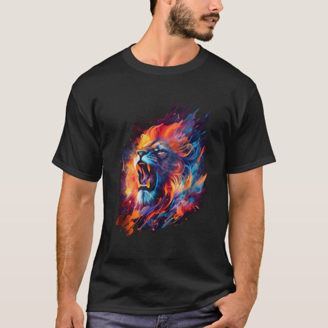 Camiseta Colorido León Roaring Tees Gráficos Hombres Mujere (Anverso)