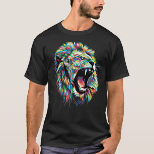 Camiseta Colorido Lion Head Cute Pop Geométrico Polígono