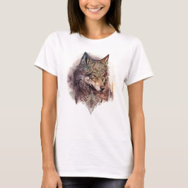 Camiseta Colorido lobo y florals acuarela en la naturaleza