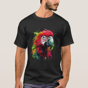 Camiseta Colorido Lomo De Loro De Macao Rojo Y Verde Splash