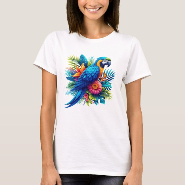 Camiseta Colorido macao tropical azul (Anverso)