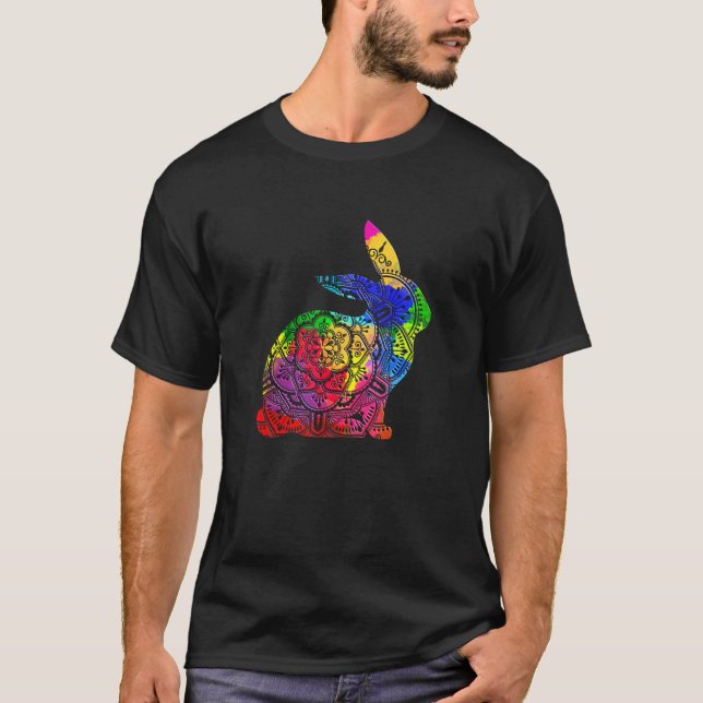 Camiseta Colorido Mandala Art Rabbit Bunny Animal (Anverso)
