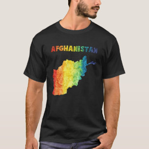 Camiseta Colorido mapa aislado de Afganistán en acuarela