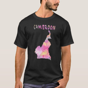 Camiseta Colorido mapa aislado de Camerún en color acuarela