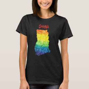 Camiseta Colorido mapa aislado de Ghana en la acuarela de C