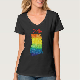 Camiseta Colorido mapa aislado de Ghana en la acuarela de C