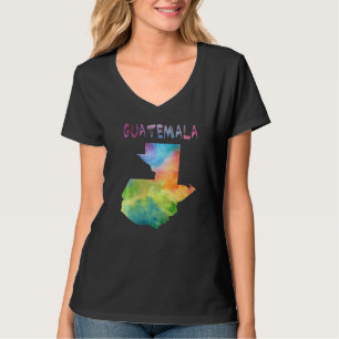 Camiseta Colorido Mapa Aislado De Guatemala En Acuarela