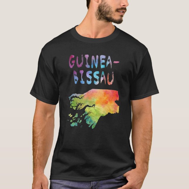 Camiseta Colorido mapa aislado de Guinea Bissau en acuarela (Anverso)