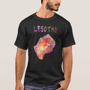 Camiseta Colorido Mapa Aislado De Lesoto En Color Acuático