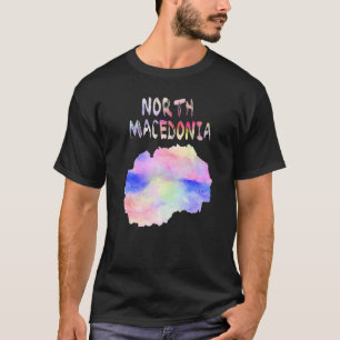 Camiseta Colorido Mapa Aislado De Macedonia Del Norte En Wa