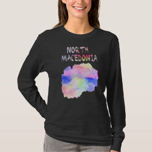 Camiseta Colorido Mapa Aislado De Macedonia Del Norte En Wa