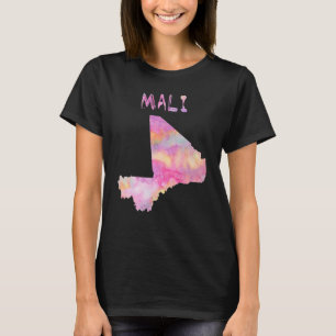 Camiseta Colorido mapa aislado de Mali en acuarela colorida