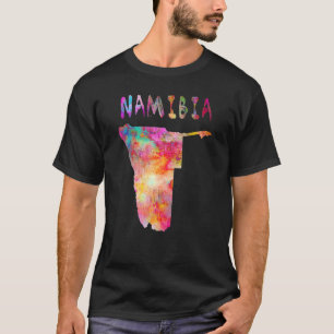 Camiseta Colorido mapa aislado de Namibia en color acuático