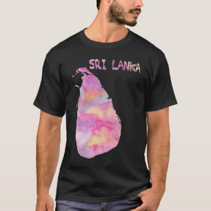 Camiseta Colorido mapa aislado de Sri Lanka en acuarela