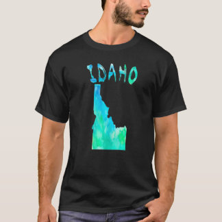 Camiseta Colorido Mapa Aislado Del Estado De Idaho En Acuar