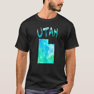 Camiseta Colorido Mapa Aislado Del Estado De Utah En Acuare