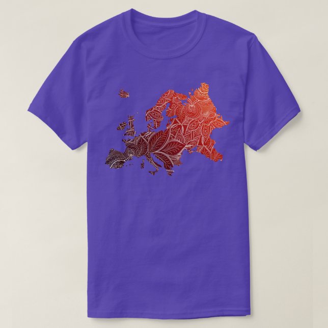 Camiseta Colorido mapa artístico mandala de Europa con text (Diseño del anverso)