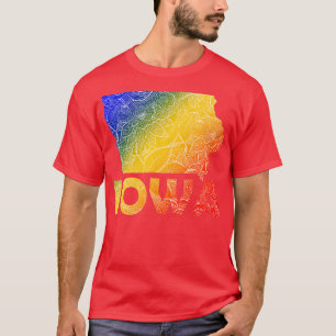 Camiseta Colorido mapa artístico mandala de Iowa con texto