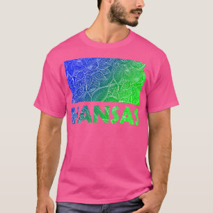 Camiseta Colorido mapa artístico mandala de Kansas con text