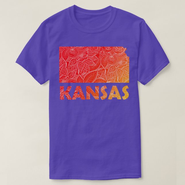 Camiseta Colorido mapa artístico mandala de Kansas con text (Diseño del anverso)