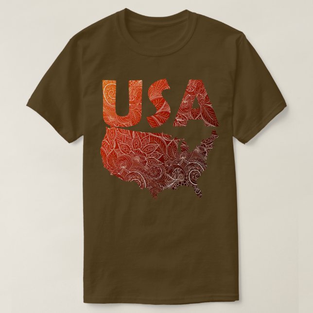 Camiseta Colorido mapa artístico mandala de los Estados Uni (Diseño del anverso)