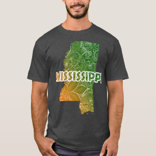 Camiseta Colorido mapa artístico mandala de Misisipi con te