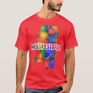 Camiseta Colorido mapa artístico mandala de Misisipi con te