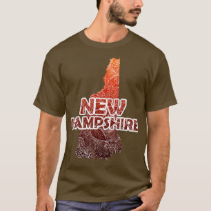 Camiseta Colorido mapa artístico mandala de New Hampshire c