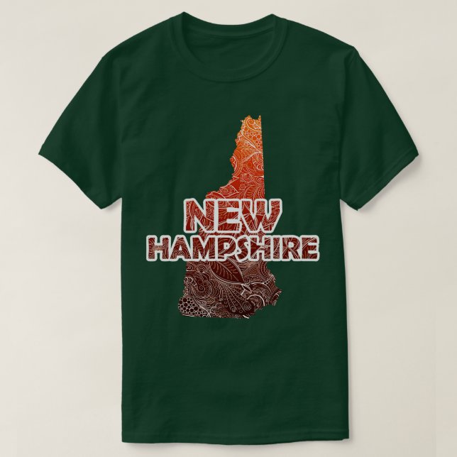Camiseta Colorido mapa artístico mandala de New Hampshire c (Diseño del anverso)