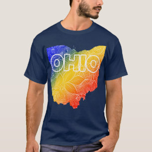 Camiseta Colorido mapa artístico mandala de Ohio con texto