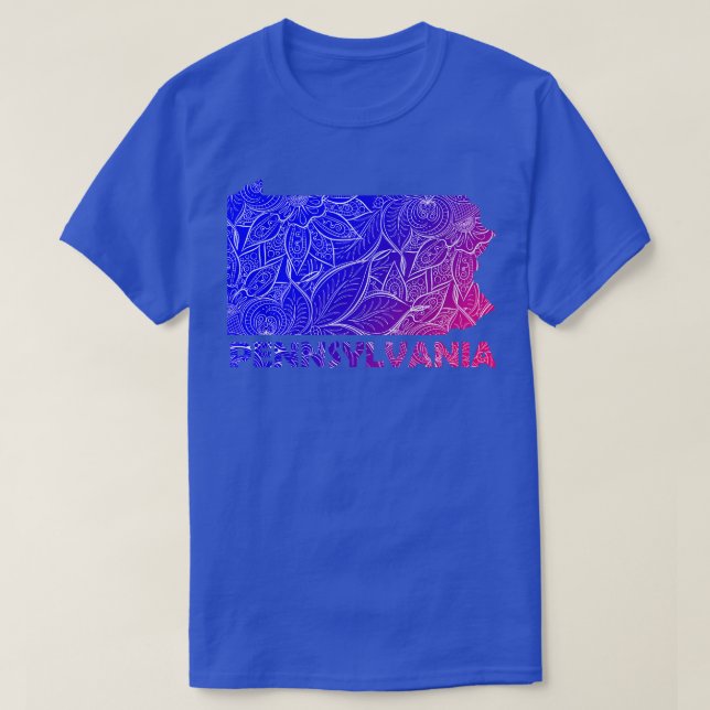 Camiseta Colorido mapa artístico mandala de Pennsylvania co (Diseño del anverso)