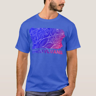 Camiseta Colorido mapa artístico mandala de Pennsylvania co