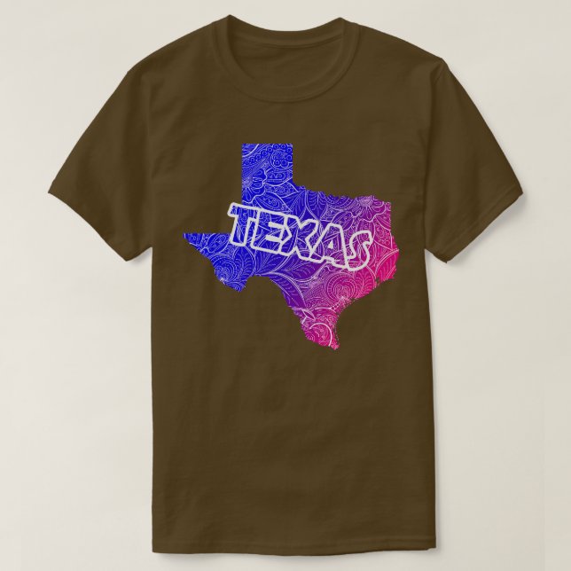 Camiseta Colorido mapa artístico mandala de Texas con texto (Diseño del anverso)