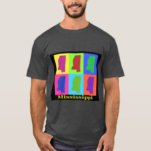Camiseta Colorido Mapa de Arte Estatal de Mississippi